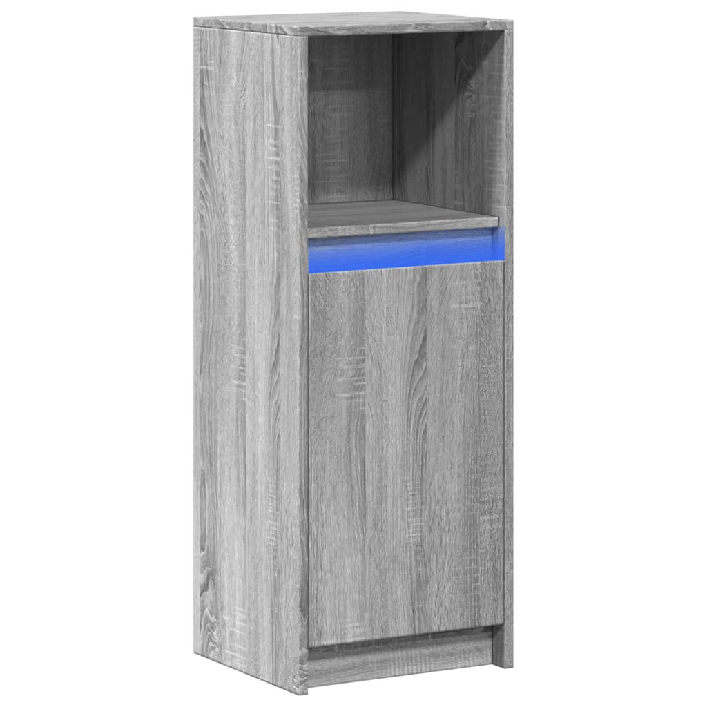 Aparador com luzes LED derivados de madeira cinzento sonoma