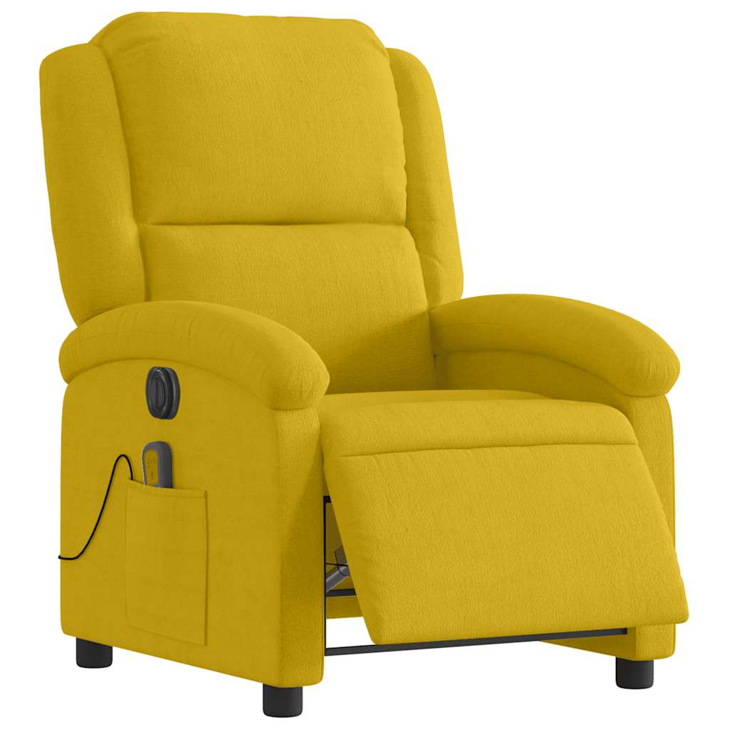 Poltrona de massagens reclinável elétrica veludo amarelo