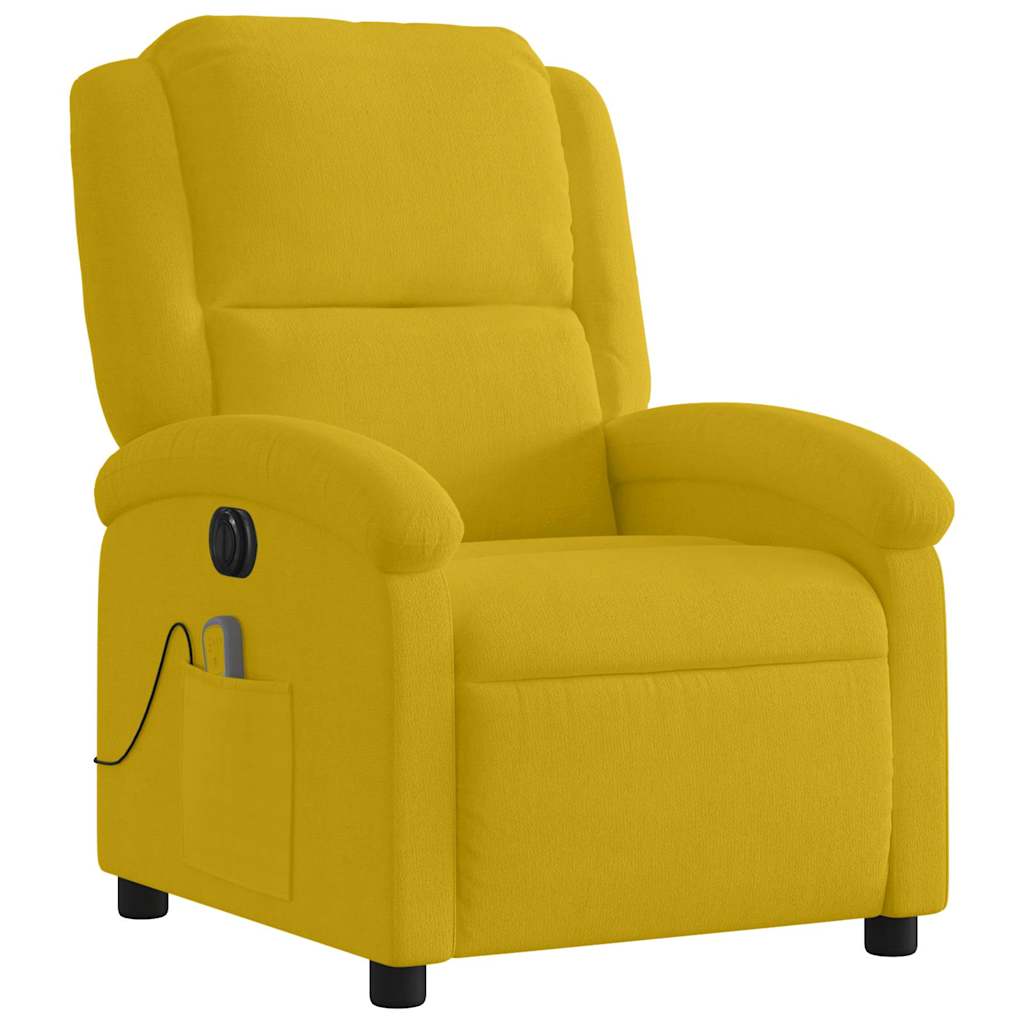 Poltrona de massagens reclinável elétrica veludo amarelo