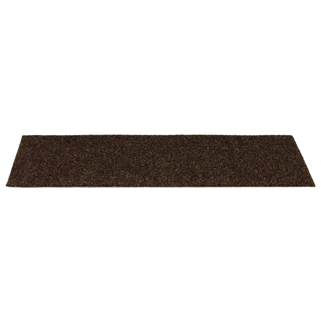 Tapetes de escada autoadesivos 15 peças 60x25 cm marrom retangular
