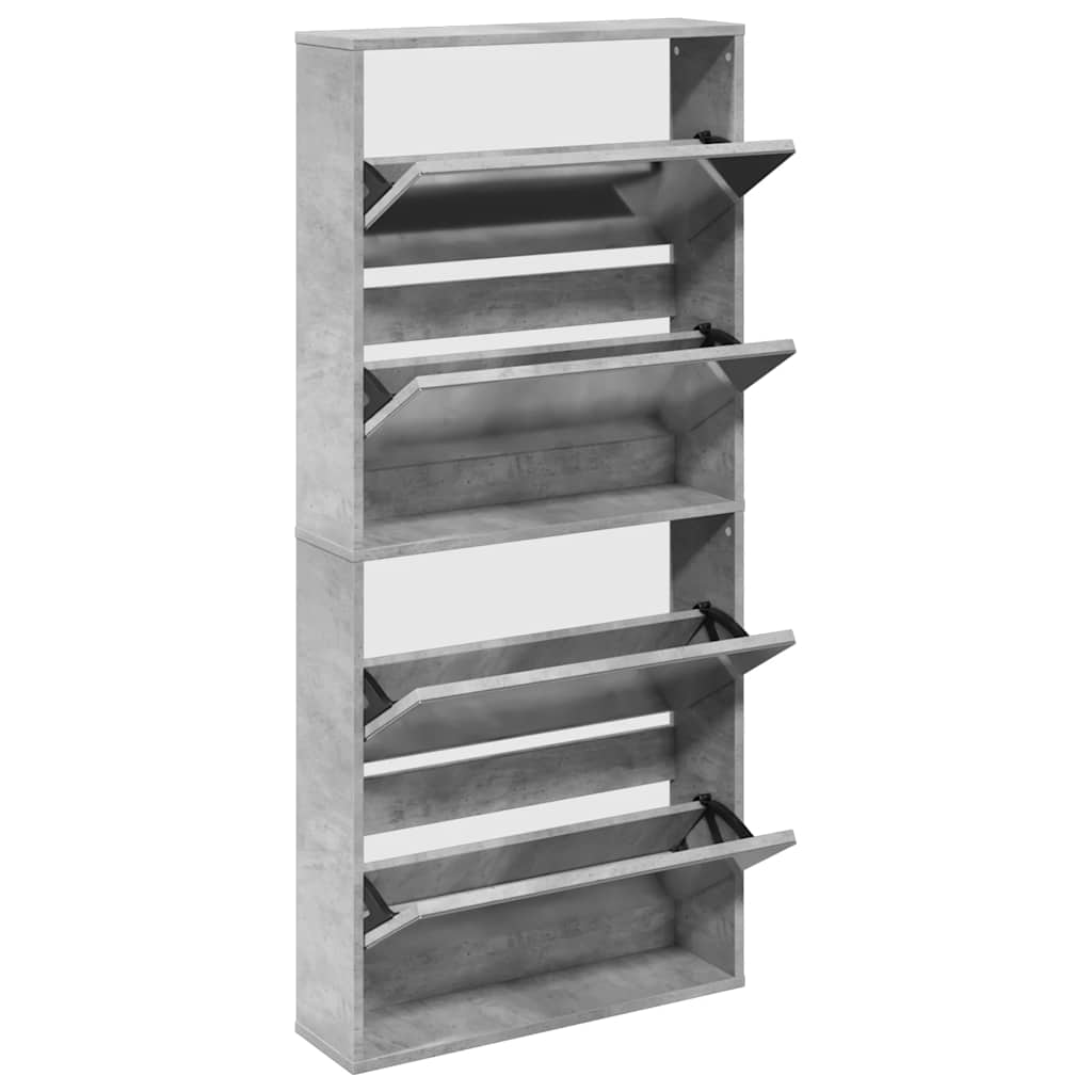 Sapateira c/ espelho 4 divisórias 63x17x134 cm cinza cimento