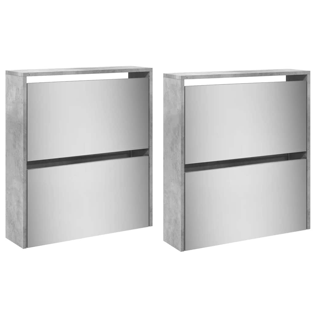 Sapateira c/ espelho 4 divisórias 63x17x134 cm cinza cimento