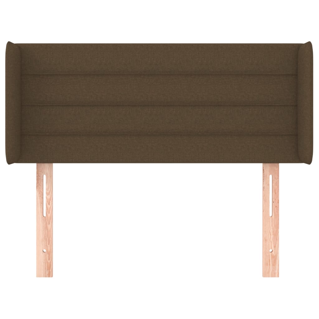 Cabeceira de cama c/ abas tecido 103x16x78/88cm castanho-escuro
