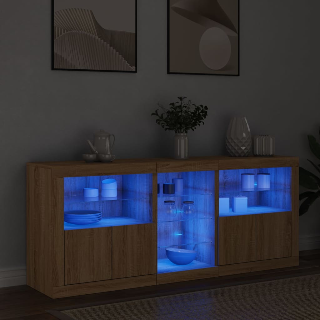 Aparador com luzes LED 162x37x67 cm carvalho sonoma