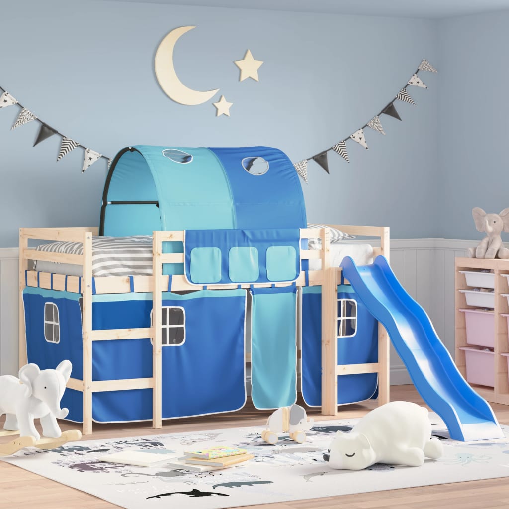 Cortinas para cama elevada com túnel poliéster azul