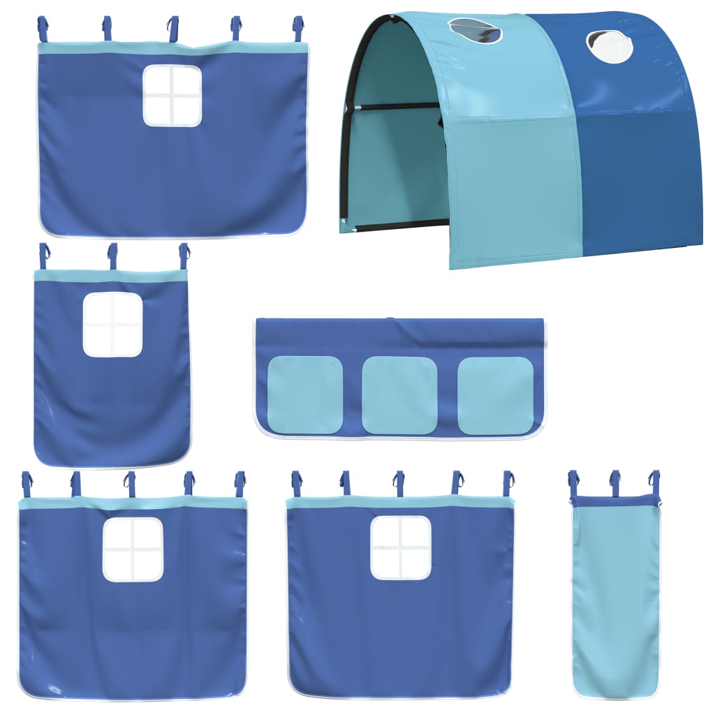 Cortinas para cama elevada com túnel poliéster azul