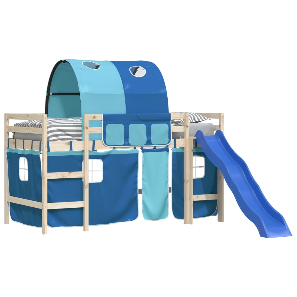 Cortinas para cama elevada com túnel poliéster azul