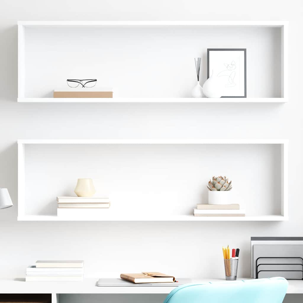 Prateleiras parede forma cubo 2 pcs derivados de madeira branco