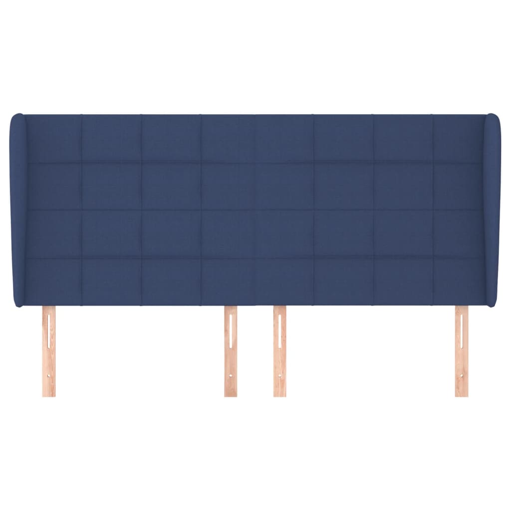 Cabeceira de cama c/ abas tecido 203x23x118/128 cm azul