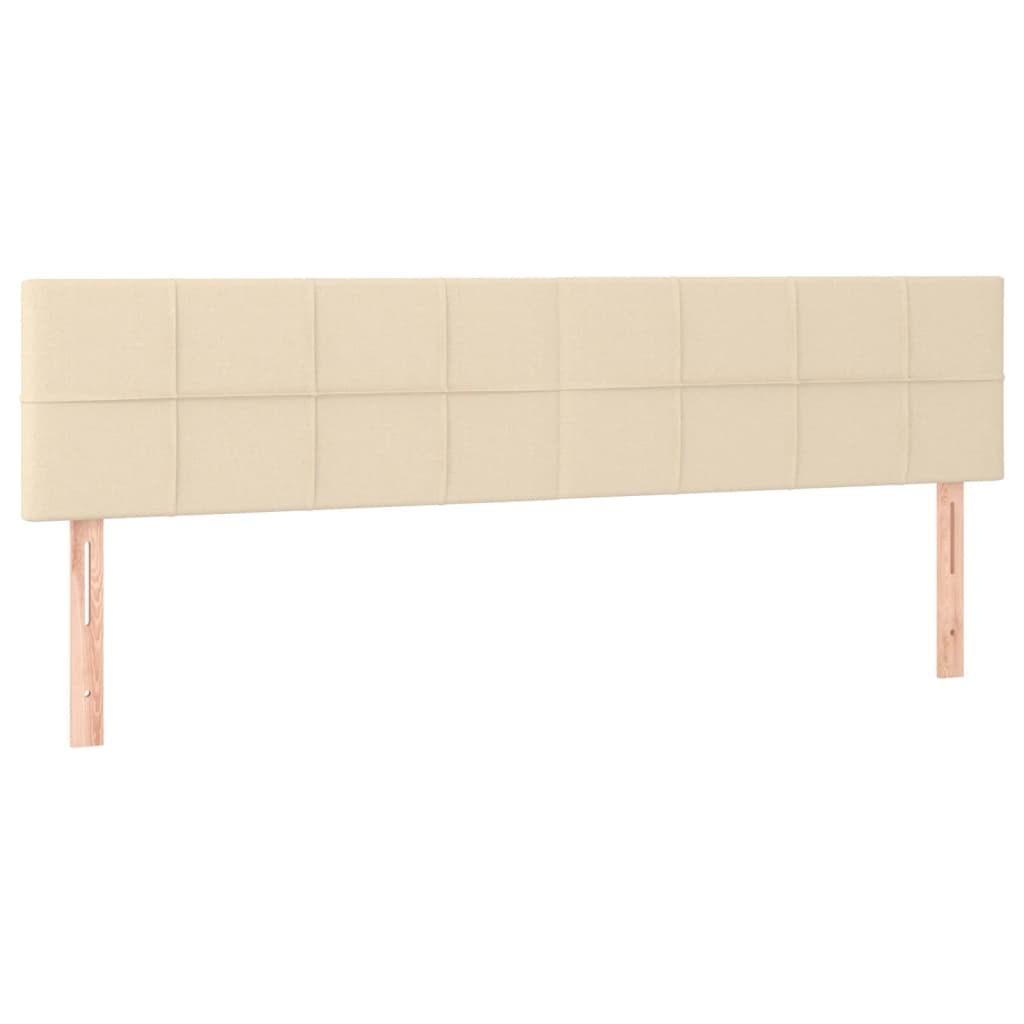 Cabeceira de cama c/ luzes LED tecido 160x5x78/88 cm cor creme