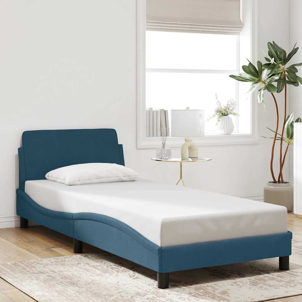 Estrutura de cama com cabeceira dover 80x200 cm veludo azul