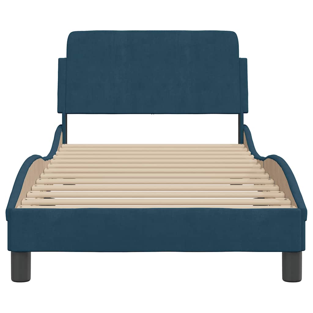 Estrutura de cama com cabeceira dover 80x200 cm veludo azul