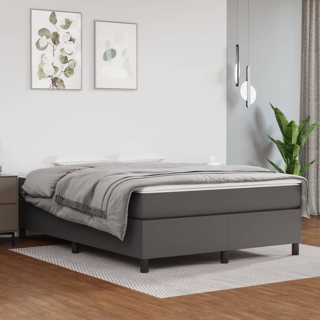 Estrutura de cama com molas 140x200 cm couro artificial cinzento