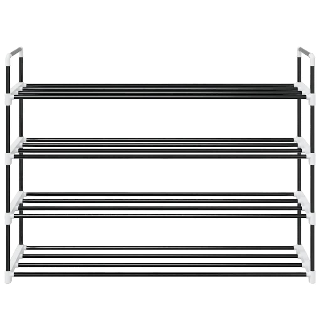 Sapateira com 4 prateleiras metal e plástico preto