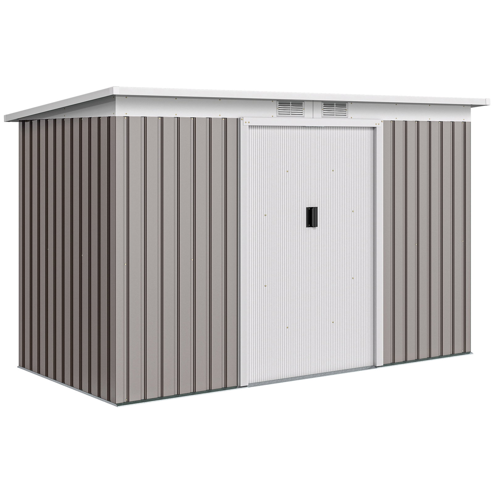 Abrigo de Jardim 280x130x172 cm Abrigo de Exterior de Aço Galvanizado com Porta Corredeira e Ventilações Cinza