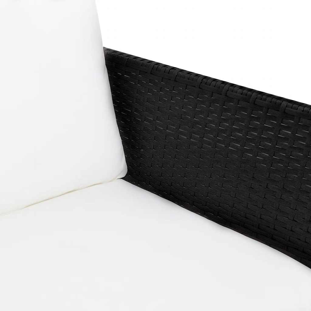 3 Pcs conjunto lounge para jardim c/ almofadões vime PE preto