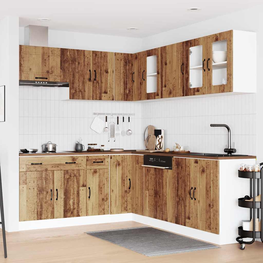 11 Peças armário de cozinha conjunto kalmar madeira velha