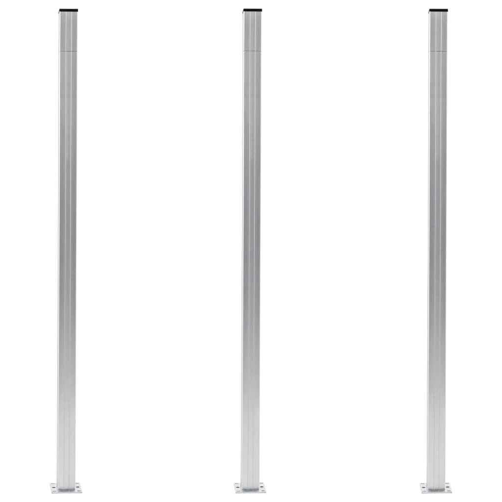 Postes de cerca 3 pcs alumínio 185 cm