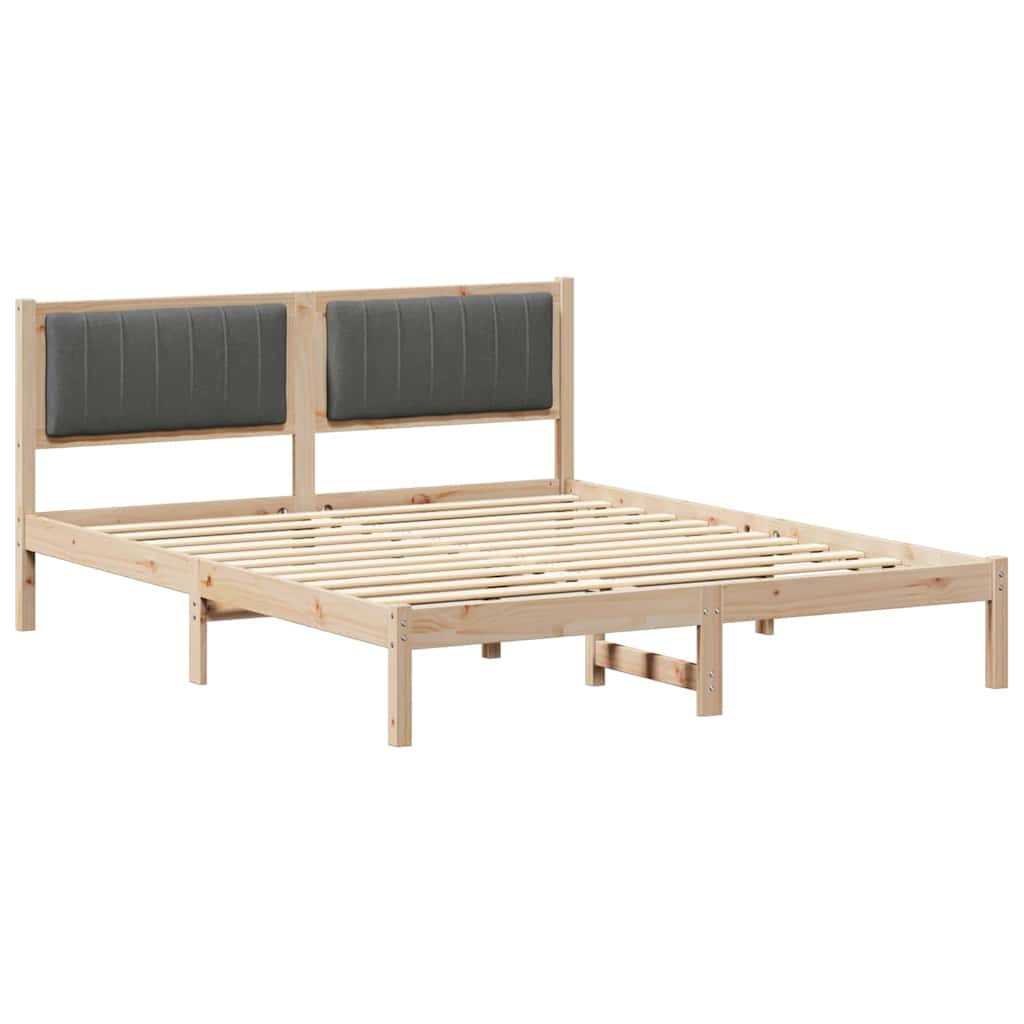 Estrutura de cama com cabeceira estofada cinza escuro