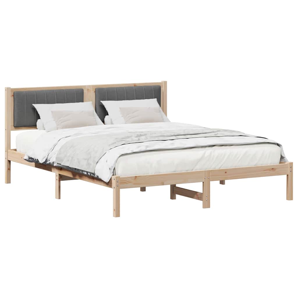 Estrutura de cama com cabeceira estofada cinza escuro
