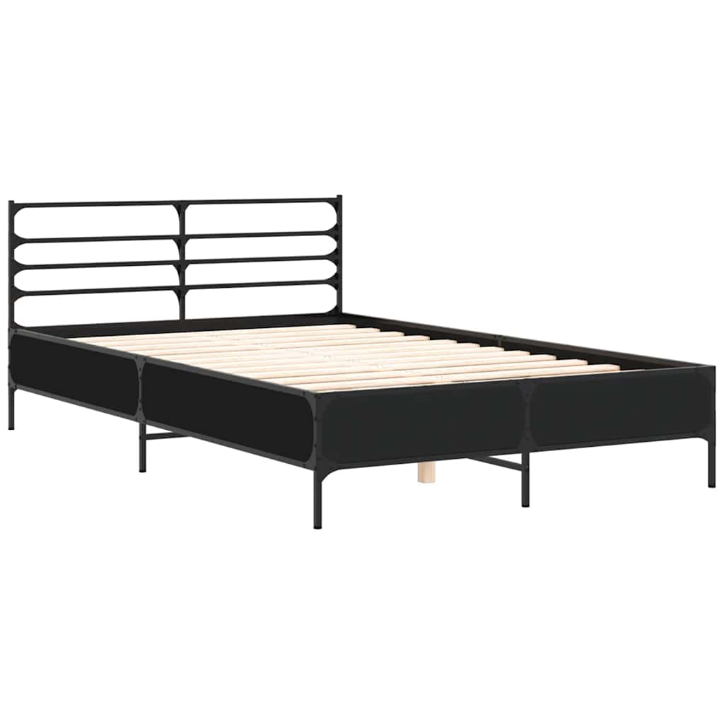 Estrutura de cama 120x200 cm derivados de madeira/metal preto