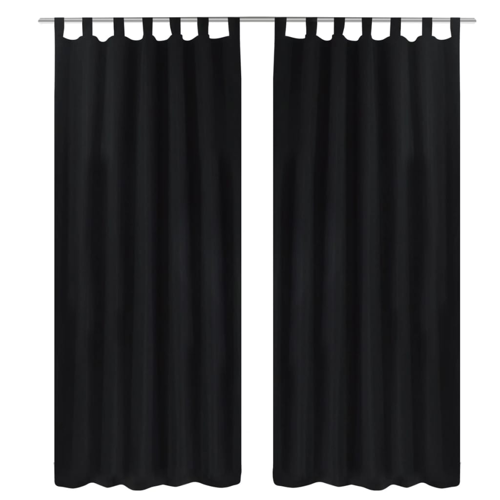 Cortinas de cetim com laços, 2 pcs, preto 140 x 225 cm
