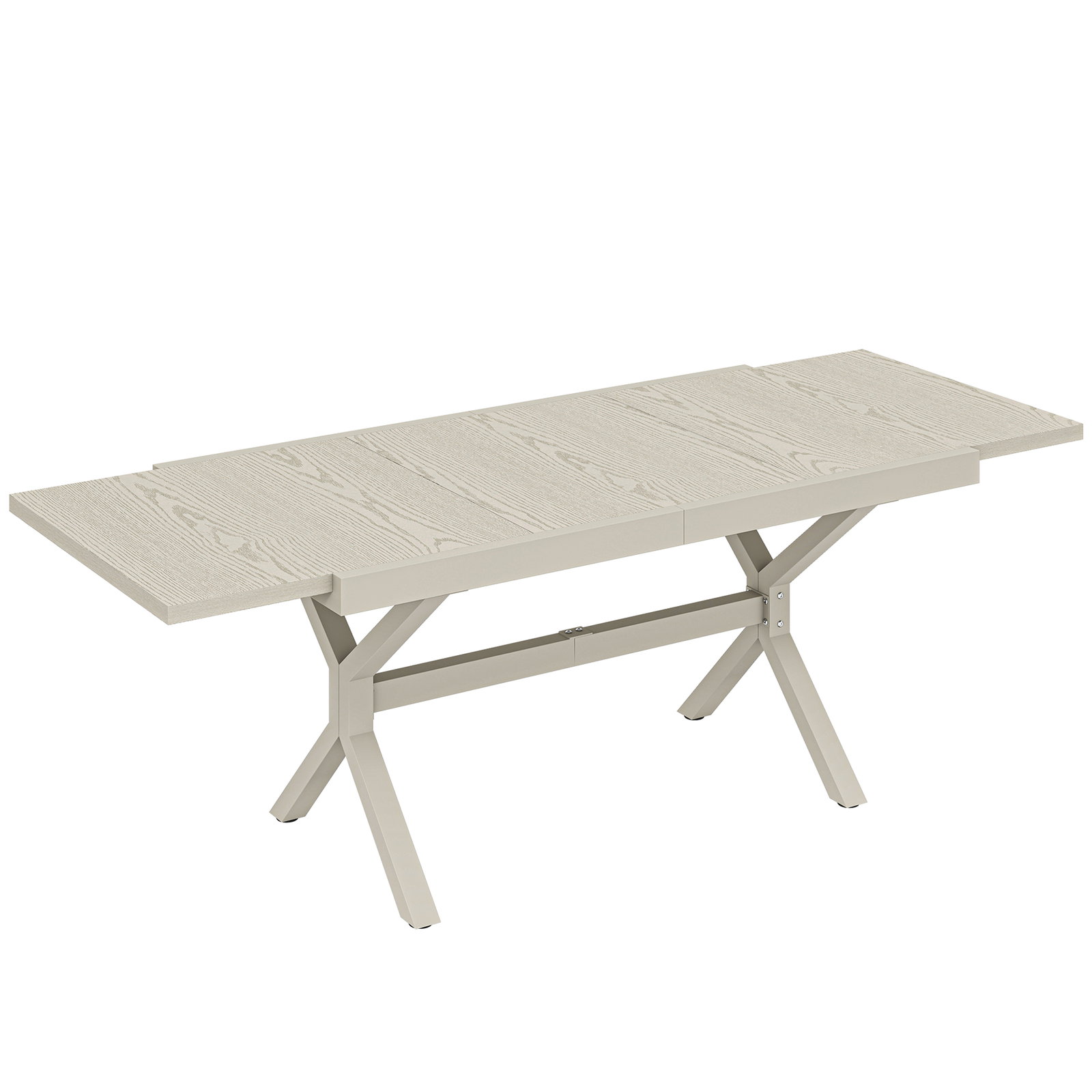 Mesa de jardim extensível com superfície em alumínio 154/214x85 cm com efeito madeira para 8-10 pessoas cinza claro