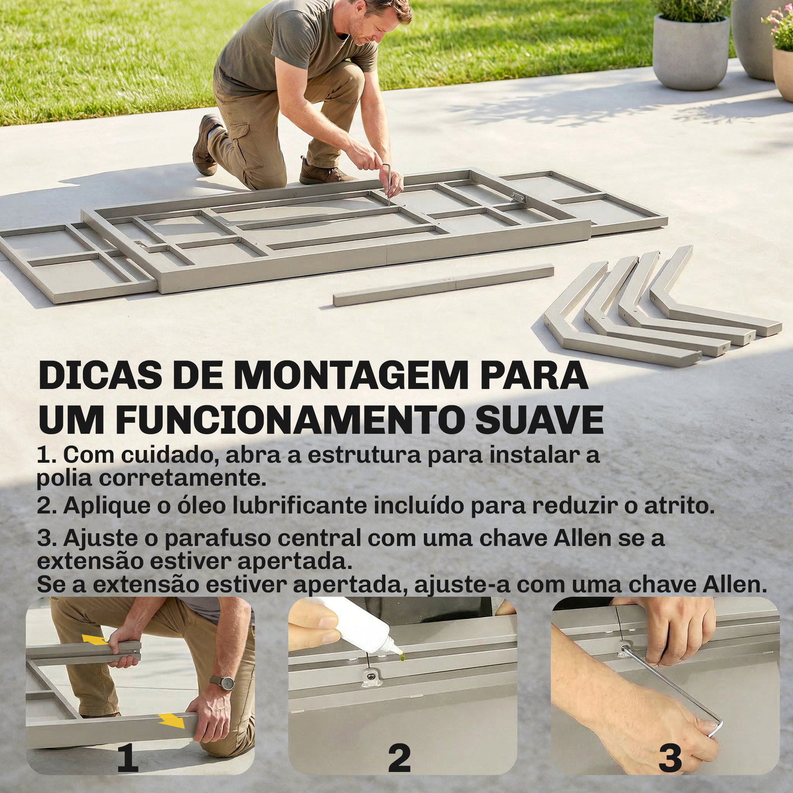 Mesa de jardim extensível com superfície em alumínio 154/214x85 cm com efeito madeira para 8-10 pessoas cinza claro