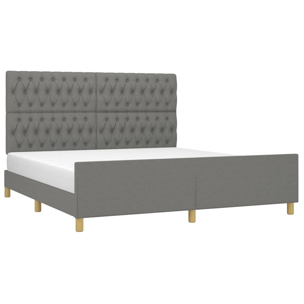 Estrutura de cama sem colchão 180x200 cm tecido cinzento-escuro