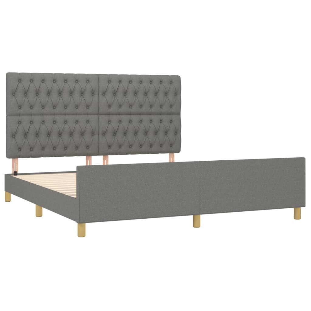 Estrutura de cama sem colchão 180x200 cm tecido cinzento-escuro