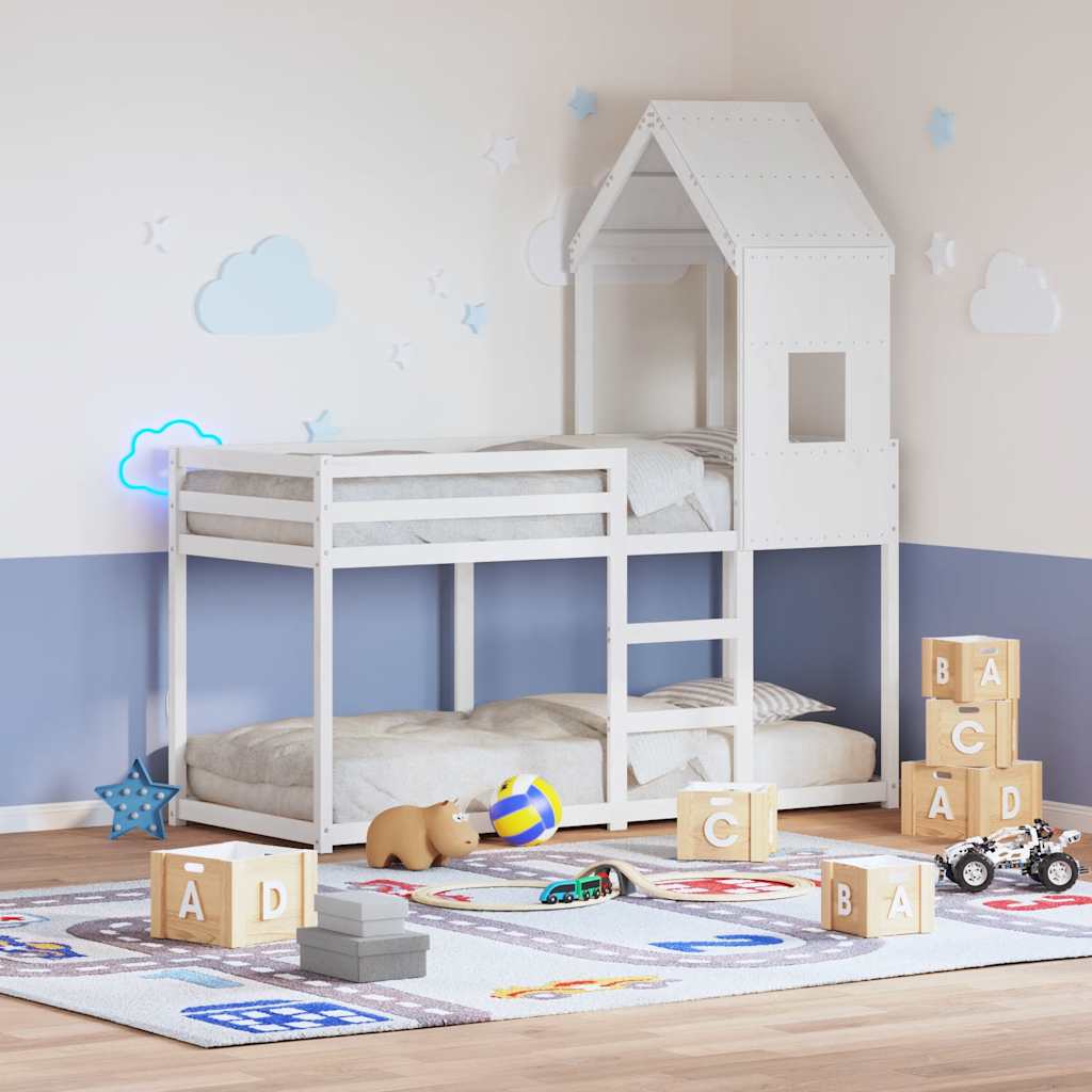 Telhado de cama infantil 60x99x139,5 cm pinho maciço branco