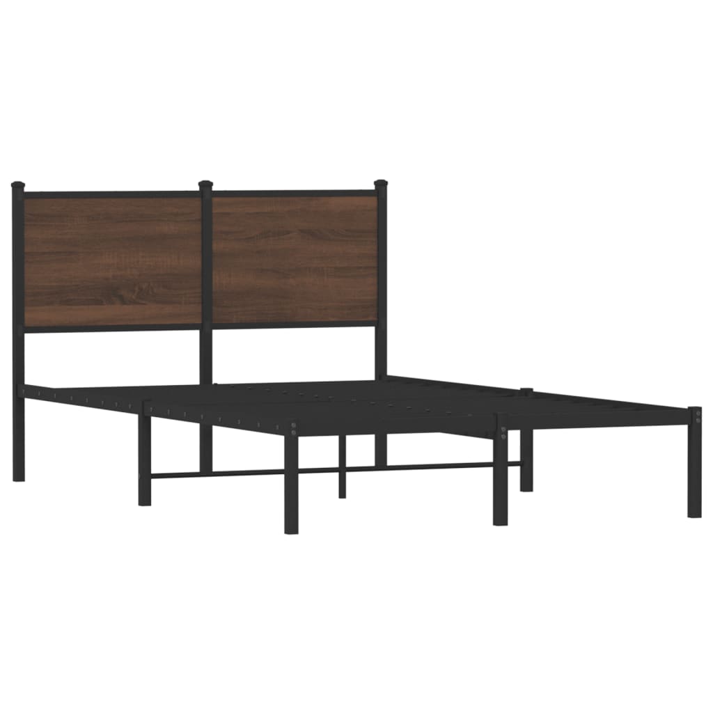 Estrutura de cama sem colchão 120x190cm metal carvalho castanho