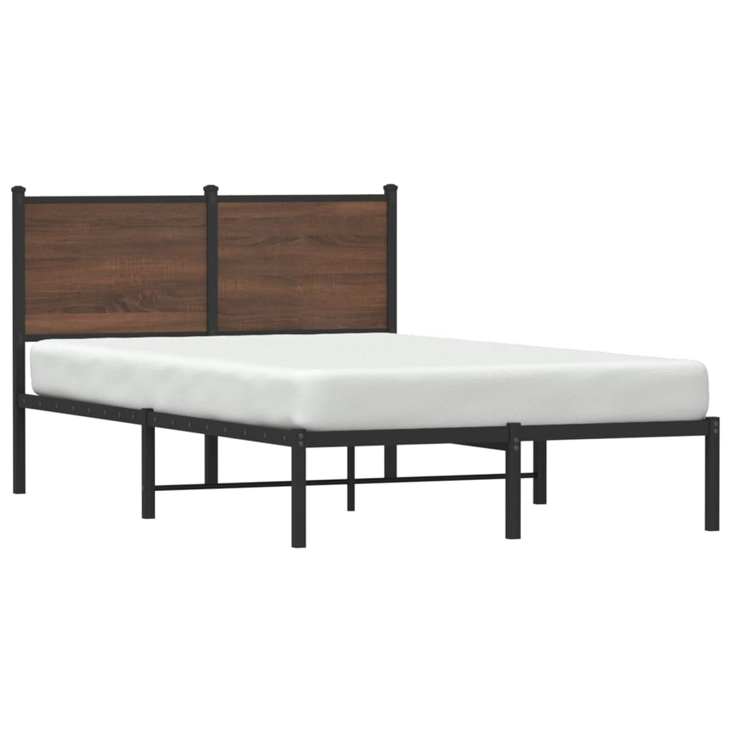 Estrutura de cama sem colchão 120x190cm metal carvalho castanho
