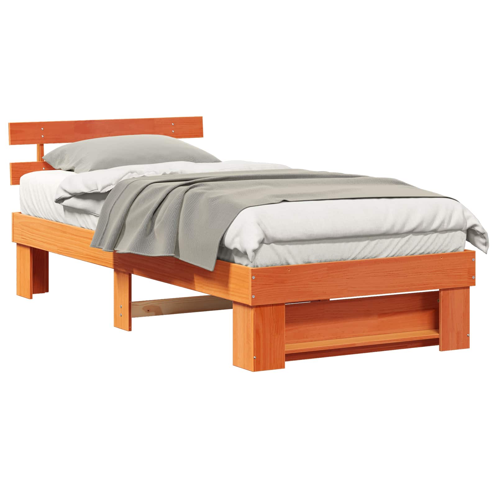 Estrutura da cama com cabeceira marrom cera 80 x 200 cm