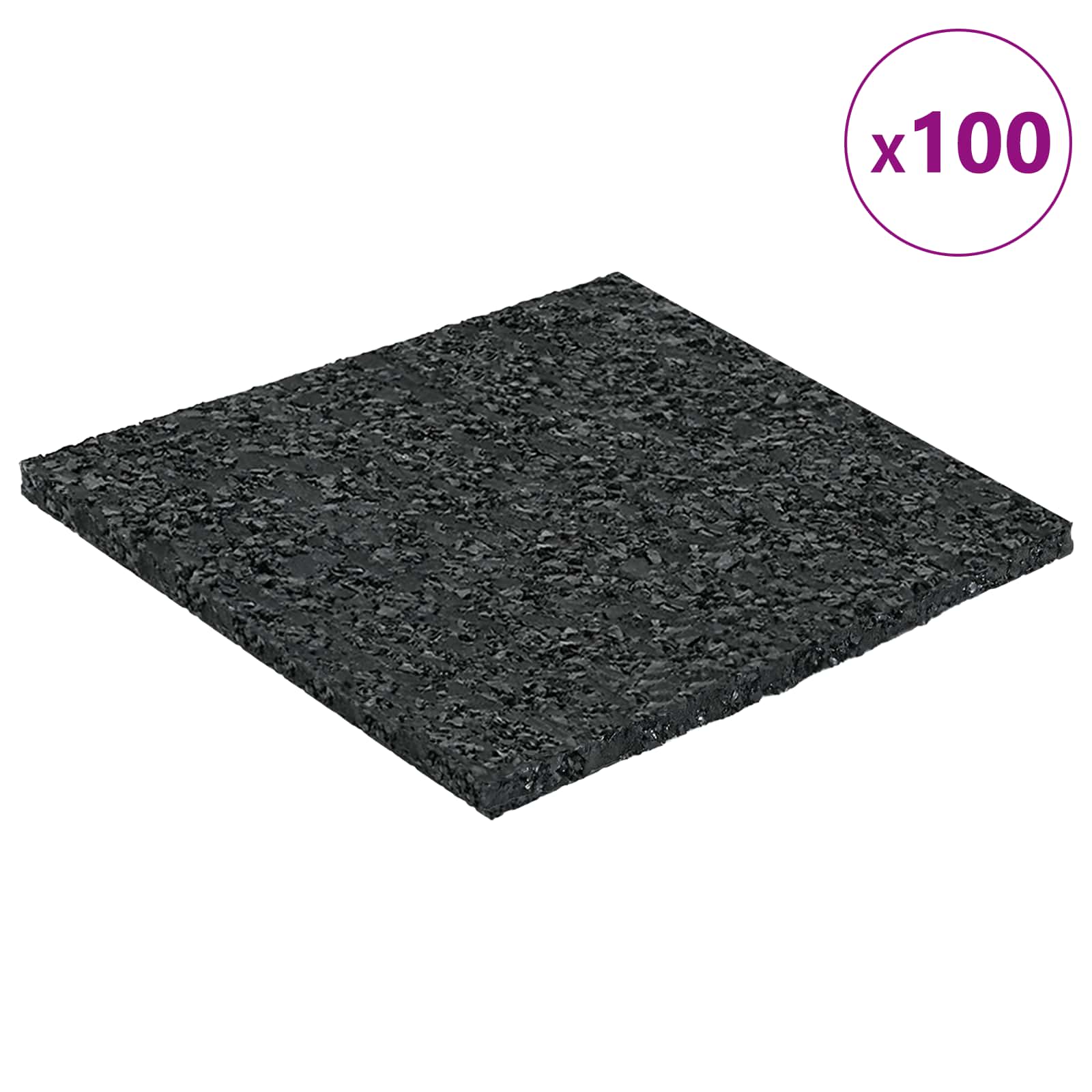 Tapete de pátio em granulado de borracha preto 9 x 9 x 0,3 cm