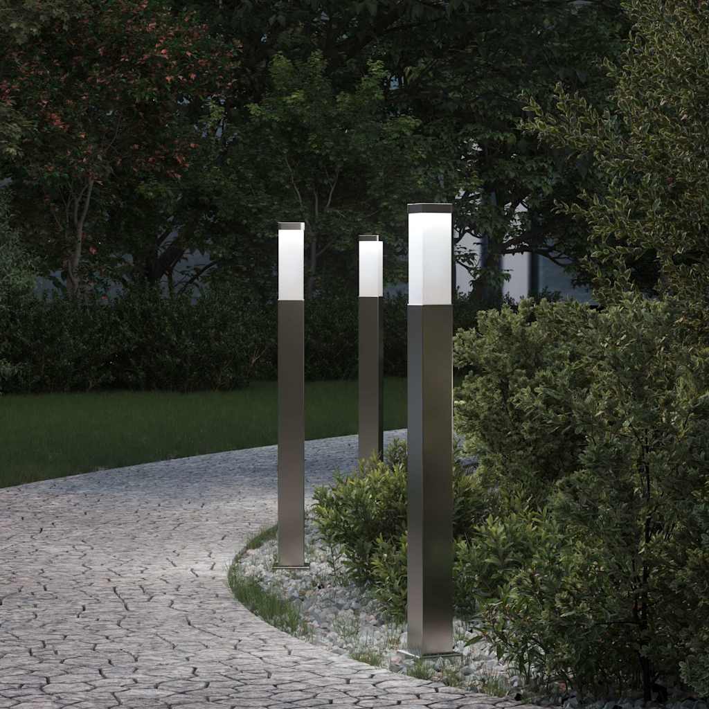 Luminárias de balizador, 3 peças, 80 cm, aço inoxidável, IP44