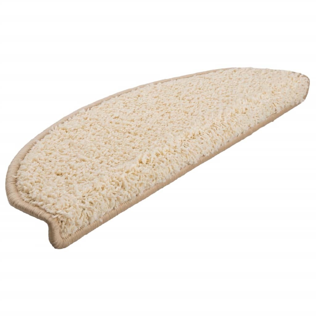 Tapetes de escada 10 peças 65x21x4 cm creme semicircular grande
