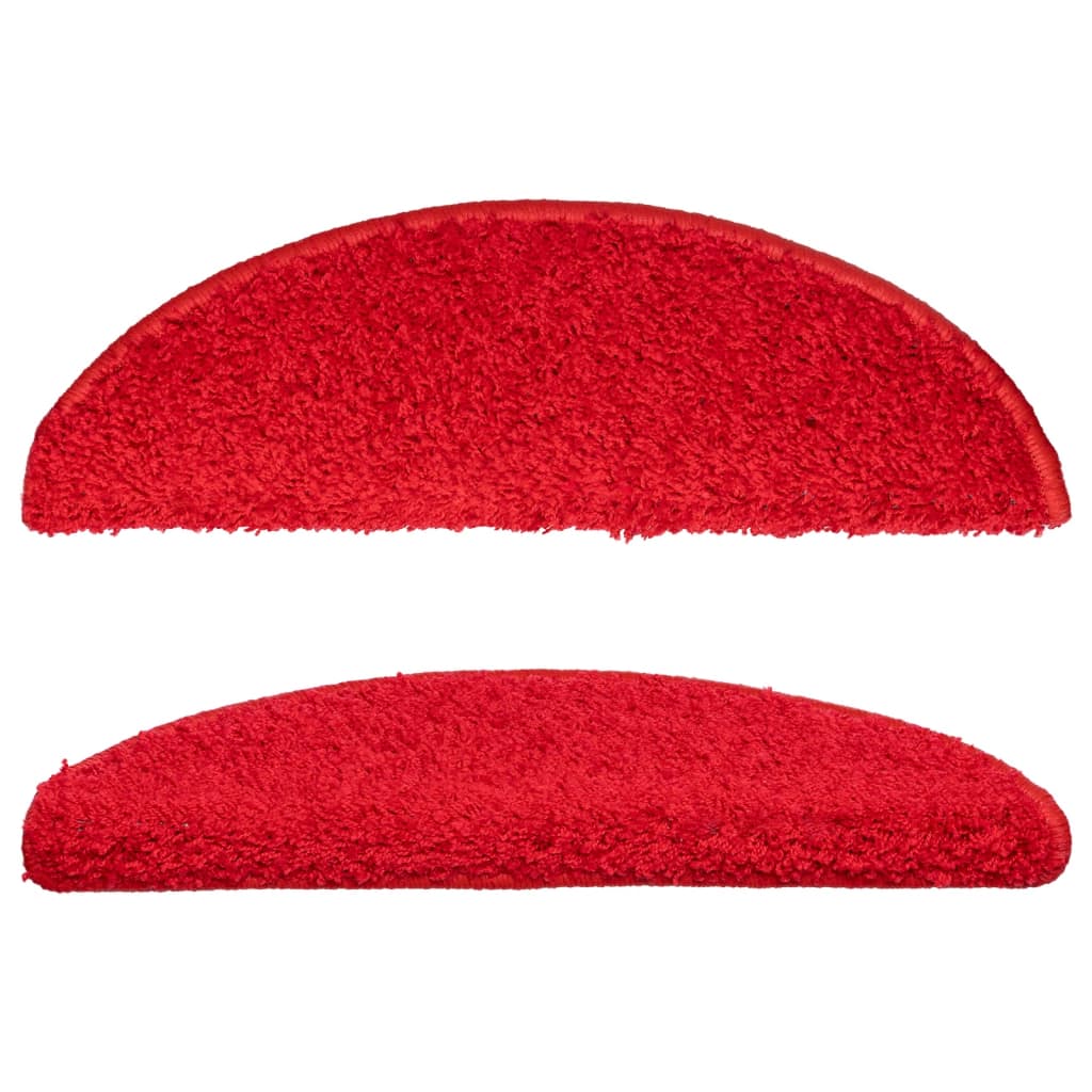 Tapetes de escada 10 peças 56x17x3 cm vermelho semicircular