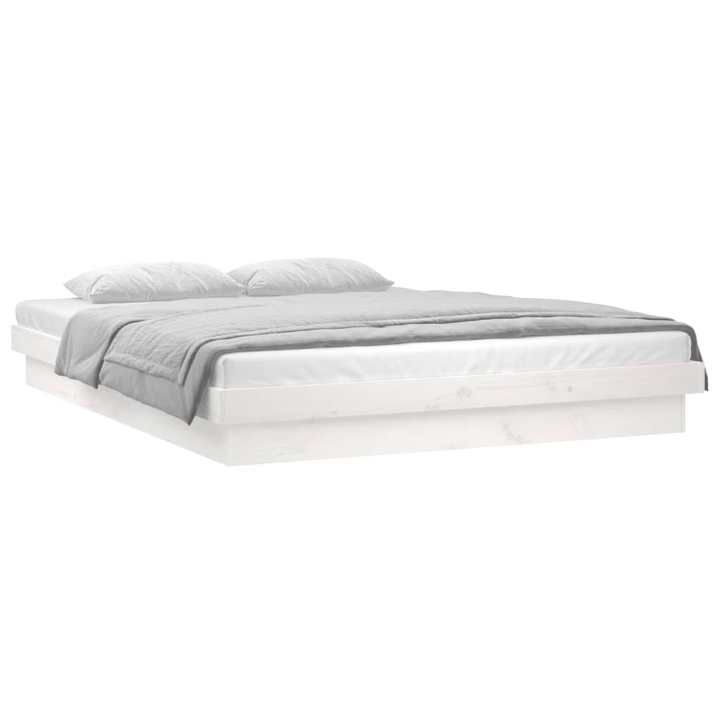 Estrutura de cama c/ LED 140x190 cm branco