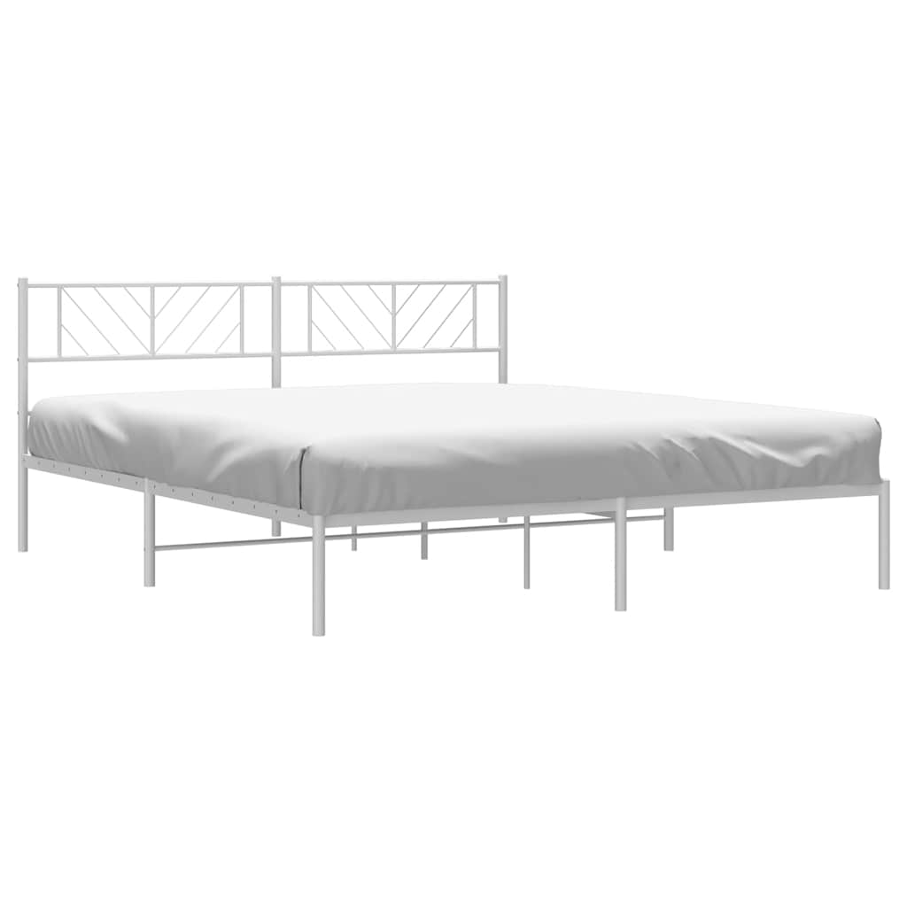Estrutura de cama com cabeceira 193x203 cm metal branco