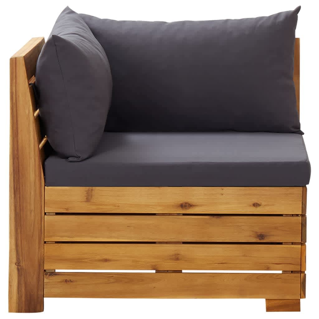 2 Pcs conjunto lounge de jardim c/ almofadões acácia maciça