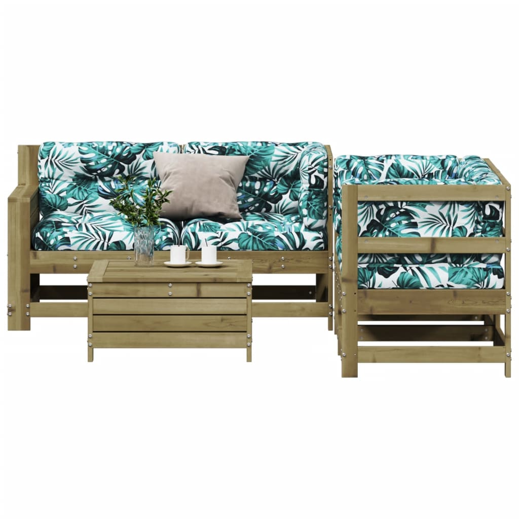 5 Pcs conjunto lounge de jardim c/ almofadões pinho impregnado