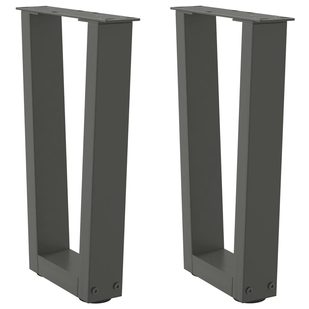 Pés para mesa de centro em v, 2 peças, antracite, 38x(42-43,3) cm, aço