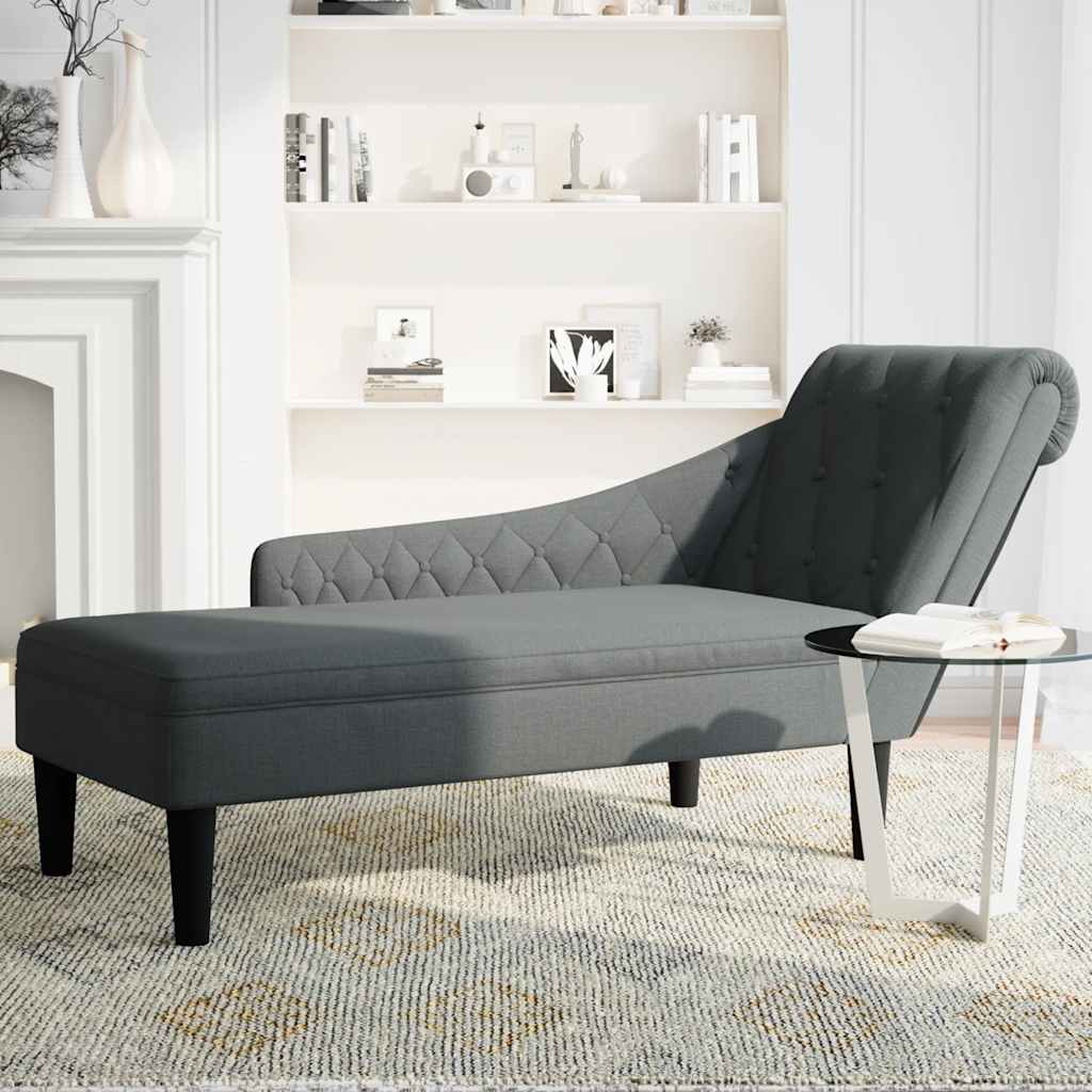 Chaise lounge c/ almofada/apoio de braços direito tecido
