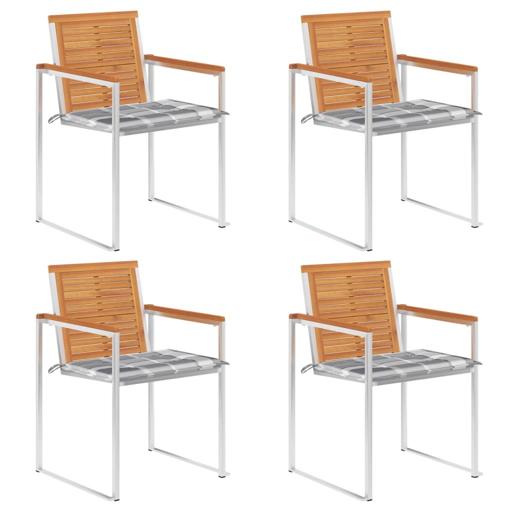 Cadeiras de jardim c/ almofadões 4 pcs madeira de acácia maciça