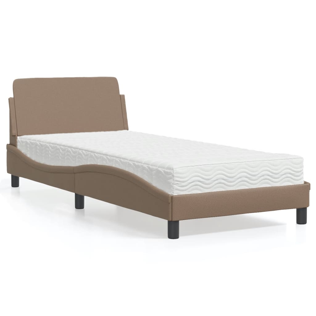 Cama com colchão dover 80x200 cm couro artificial cappuccino