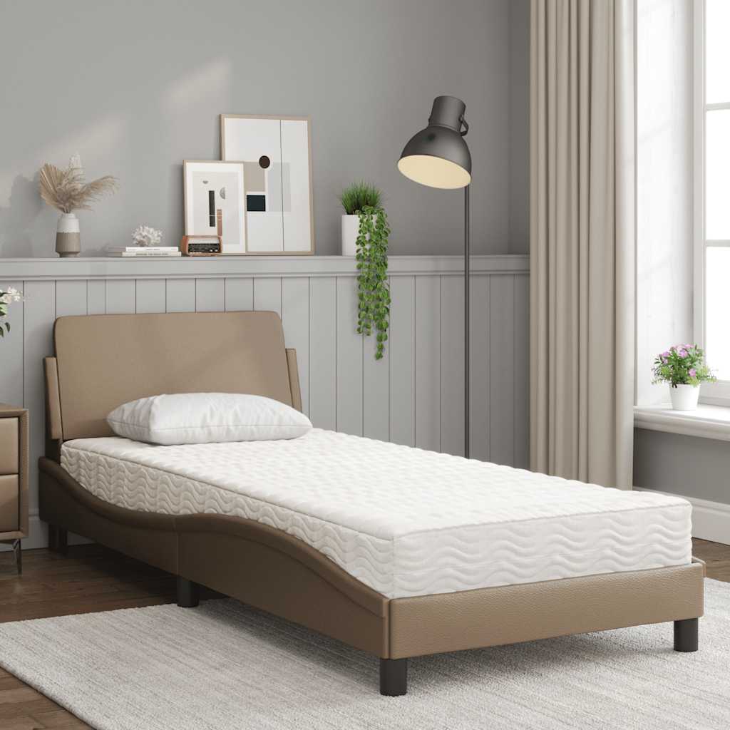 Cama com colchão dover 80x200 cm couro artificial cappuccino