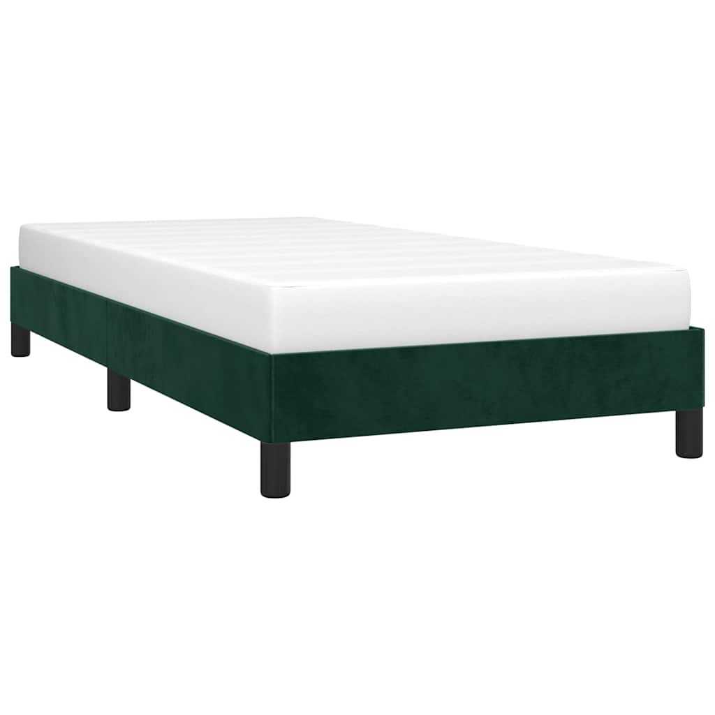 Estrutura de cama sem colchão 100x200 cm veludo verde-escuro
