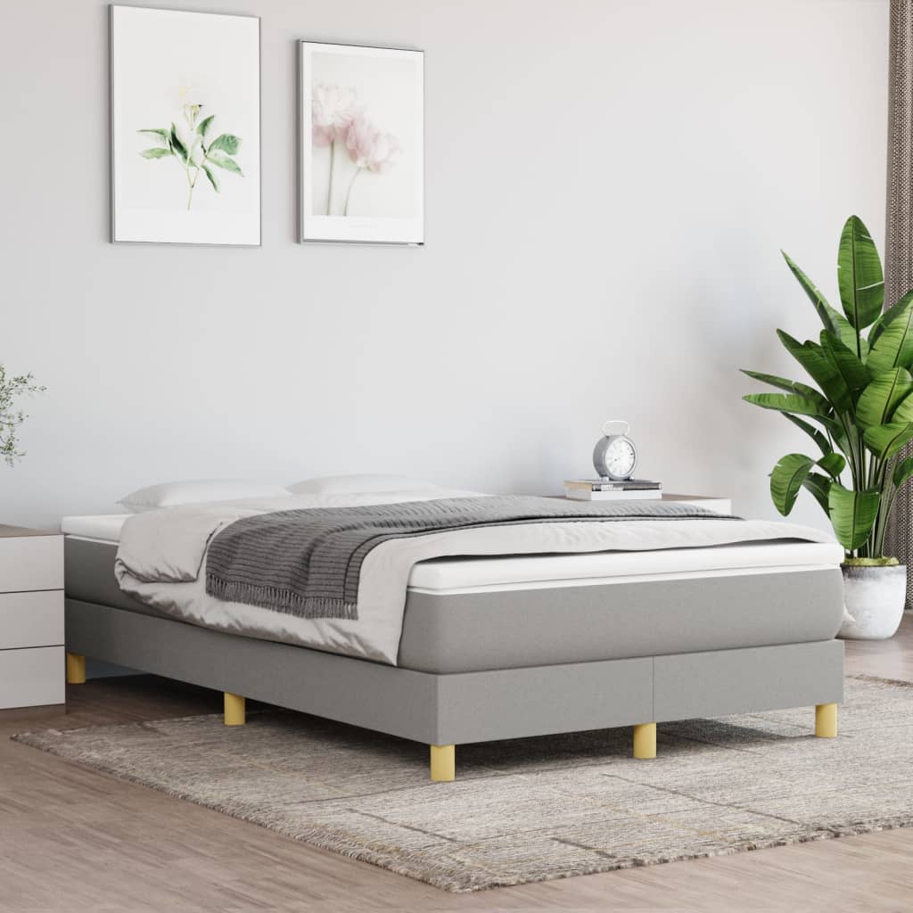Estrutura de cama com molas 120x200 cm tecido cinzento-claro