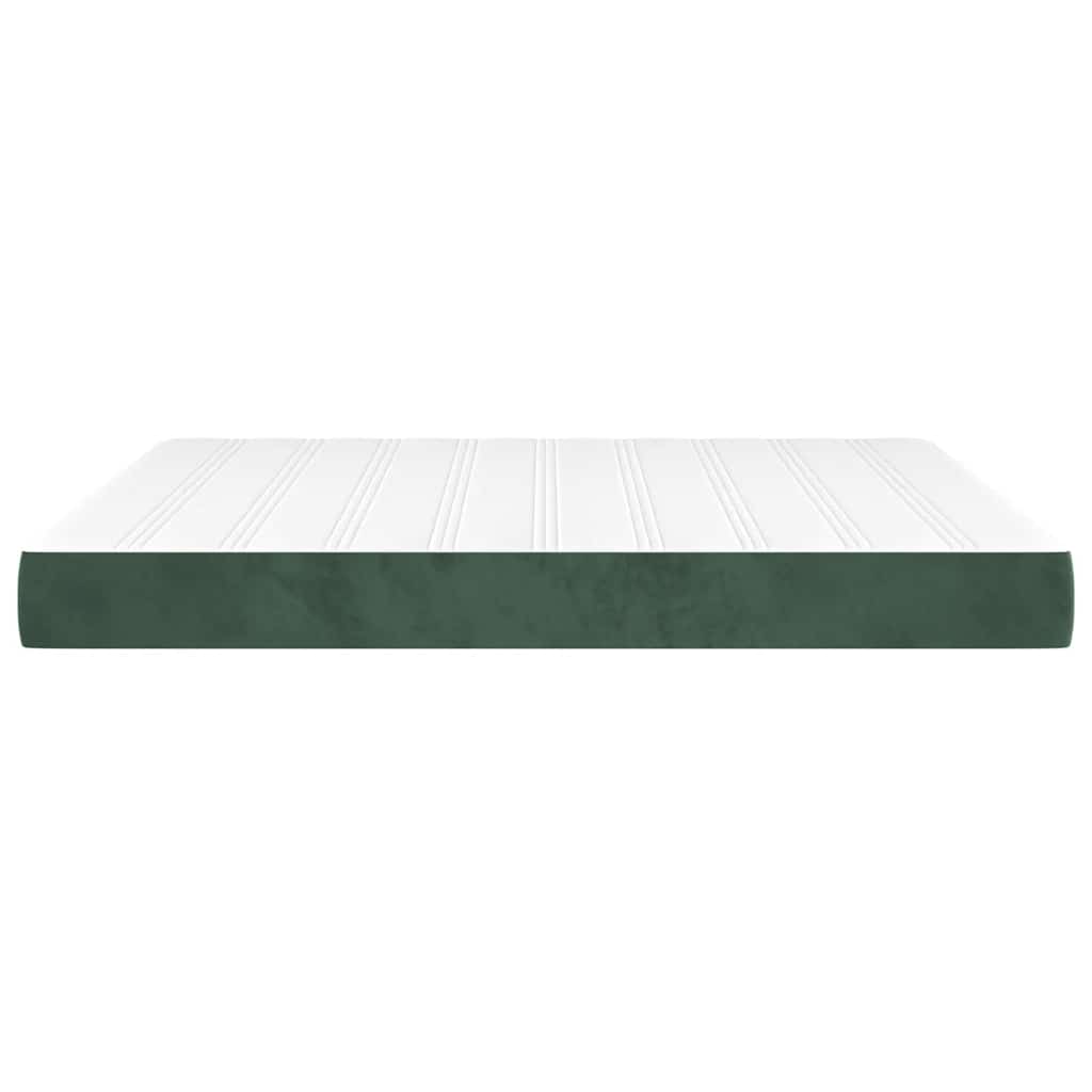 Colchão de molas ensacadas firmeza média 160x200x20 cm veludo verde-escuro